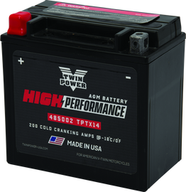 Twin Power YTX14 High Performance Battery Replaces H-D 65948-00 Made in USA 200 CCA TWP485002