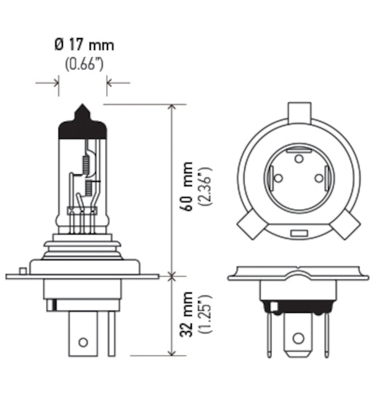 Hella Halogen H4 12V 60/55W Bulb HELLAH4