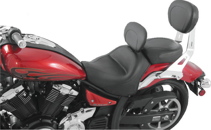 Mustang 11-17 Yamaha Stryker Standard Touring 2PC Seat w/Driver Backrest - Black