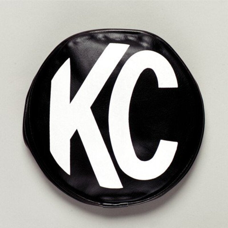 KC HiLiTES 8in. Round Soft Cover (Pair) - Black w/White KC Logo KCL5800
