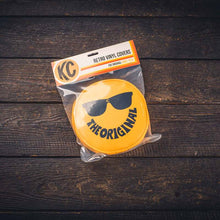 Load image into Gallery viewer, KC HiLiTES Retro 6in Round Yellow Vinyl Light Cover w/ Black KC Sunglasses Logo KCL5205