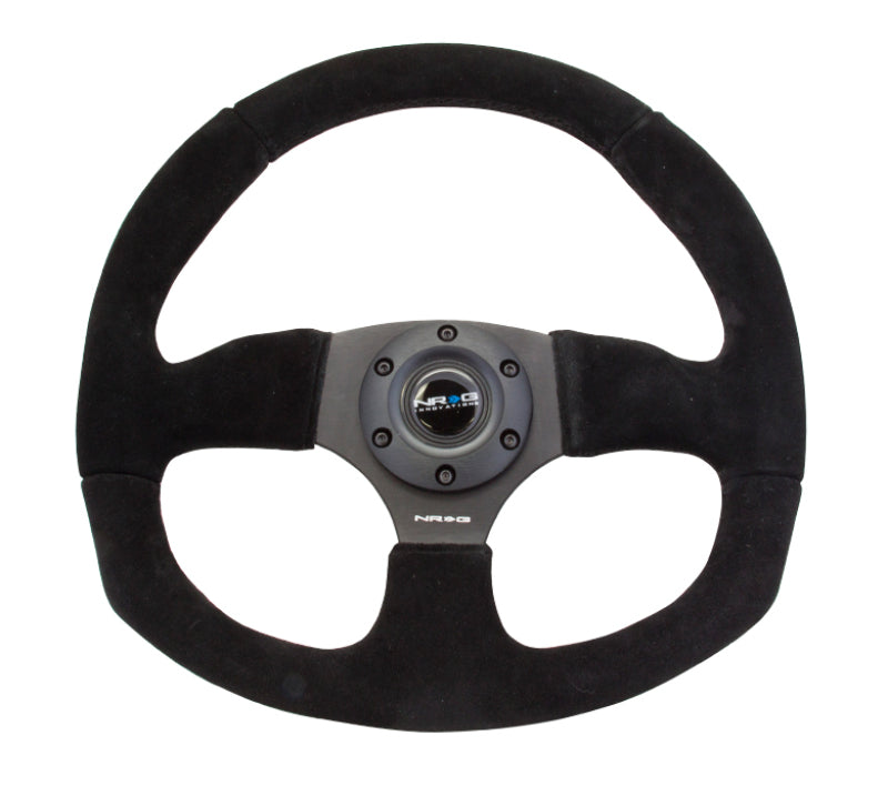 NRG Reinforced Steering Wheel (320mm Horizontal / 330mm Vertical) Black Suede w/Black Stitching NRGRST-009S
