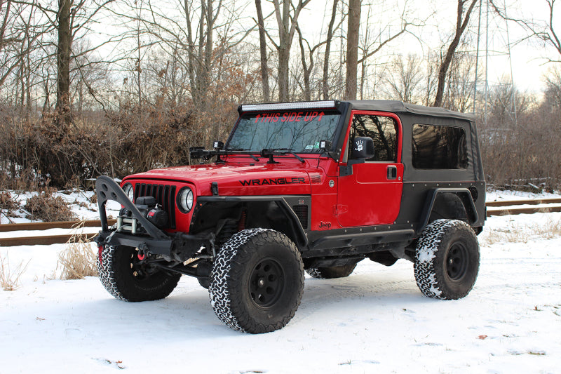 Fishbone Offroad 97-06 Jeep Wrangler TJ Steel Tube Fenders Front 3In Flare - Blk Textured Powdercoat FBOFB23029F