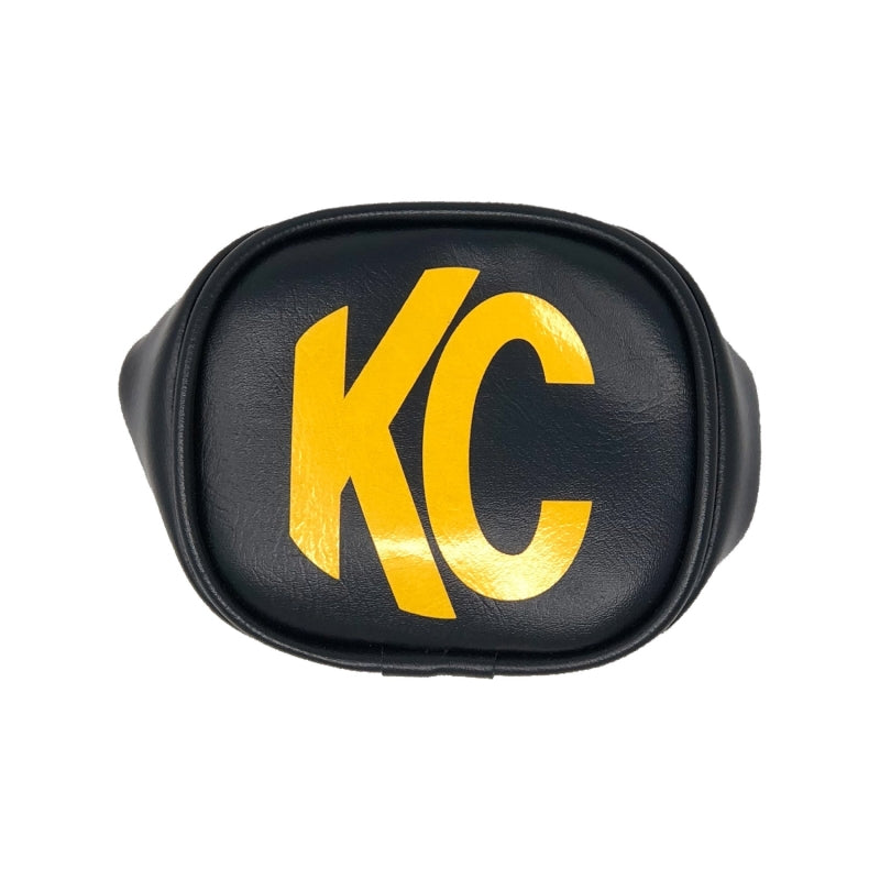 KC HiLiTES 3in. Rectangle Soft Cover (Pair) - Black w/Yellow KC Logo KCL5303