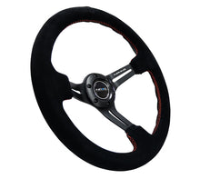 Load image into Gallery viewer, NRG Reinforced Steering Wheel (350mm / 3in. Deep) Blk Suede w/Red Stitching &amp; 5mm Spokes w/Slits NRGRST-018S-RS