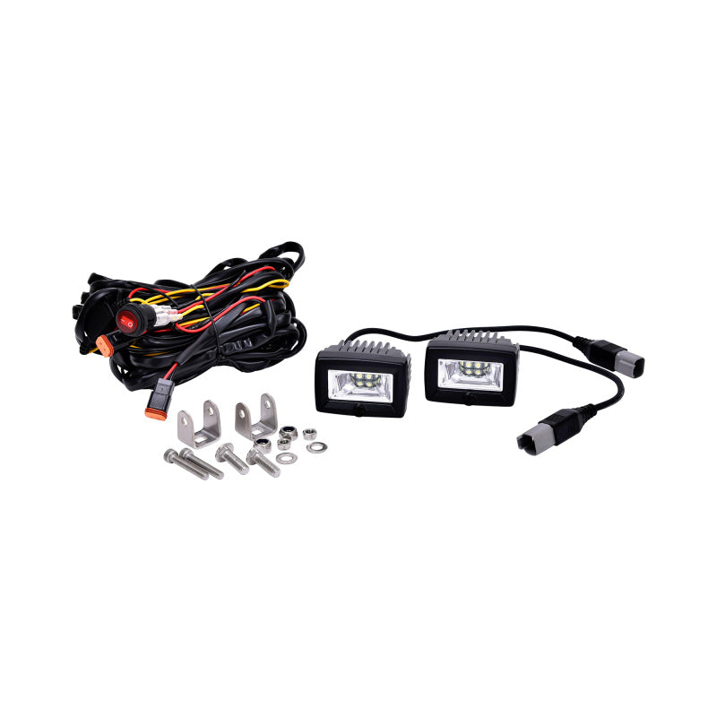 KC HiLiTES C-Series 2in. C2 LED Light 20w Area Flood Beam (Pair Pack System) - Black KCL328