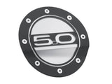 Comp Series Fuel Door; Black w/Silver Accents; 5.0 Logo; - Drake Muscle FR3Z-6640526-5B