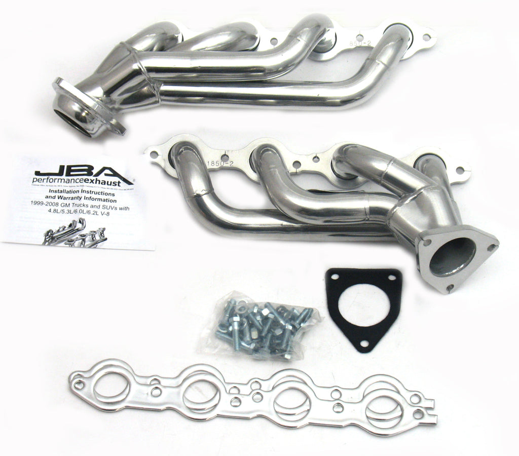 JBA Cat4Ward Headers for 02-13 GM 4.8/5.3L, 07-19 6.0/6.2 Silver. EPA & CARB legal in 50 states.