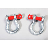 D-Ring Shackle Kit, 3/4 inch, Silver with Red pin, Steel, Pair - Rugged Ridge 11235.01