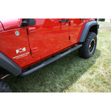 Tube Side Step Kit, Round, 3 Inch, Black; 07-18 Jeep Wrangler, 4 Door - Rugged Ridge 11591.06