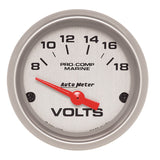 2-1/16 Ultra Lite Marine Voltmeter 8-18 Volts - AutoMeter 200756-33