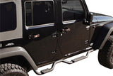 Side Bar (pr) Drop Step Slimline 2-inch Bar, Jeep JK 4DR 07-15, Black Textured - Rampage 26628