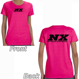Nitrous Express Pink T-Shirt With Black Nx Logo Front ANd Back, Xl