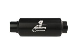 Aeromotive Filter, In-Line, 100-m Stainless Mesh Element, ORB-12 Port, Black Hard-Coat, Marine, 2-1/2