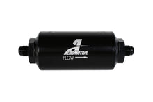 Load image into Gallery viewer, Aeromotive Filter, In-Line, 100-m Stainless Mesh Element, AN-06 Male, Bright-Dip Black, 2" OD