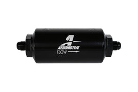 Aeromotive Filter, In-Line, 100-m Stainless Mesh Element, AN-06 Male, Bright-Dip Black, 2