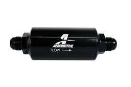 Aeromotive Filter, In-Line, 40-m Stainless Mesh Element, AN-10 Male, Bright-Dip Black, 2