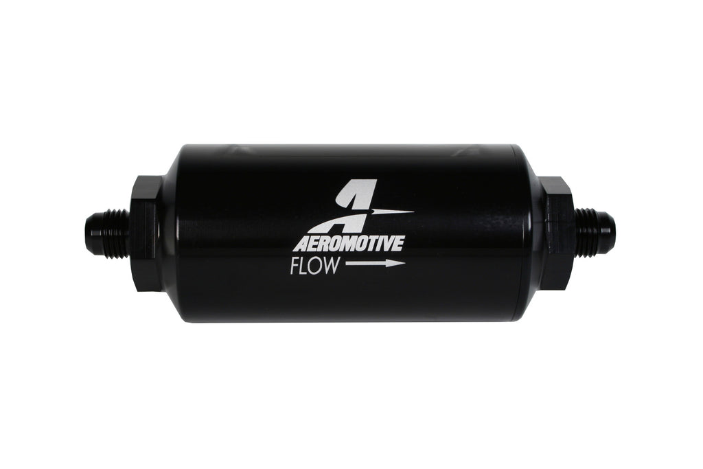 Aeromotive Filter, In-Line, AN-06, 238 micron stainless steel  element, Black Anodize Finish