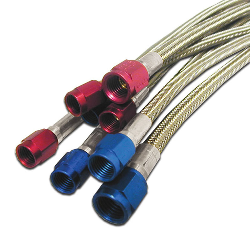 Nitrous Express 4AN (2Ft) Stainless Steel Braided Hose (Red)